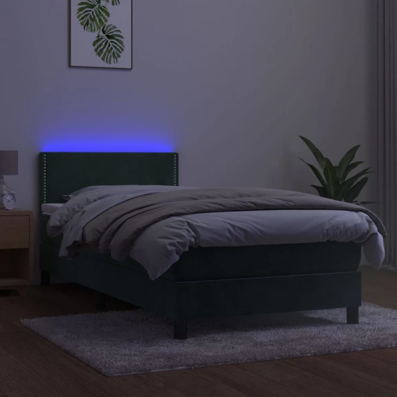 ΚΡΕΒΑΤΙ BOXSPRING ΜΕ ΣΤΡΩΜΑ & LED ΣΚ. ΠΡΑΣΙΝΟ 100X200ΕΚ ΒΕΛΟΥΔΟ 3134330