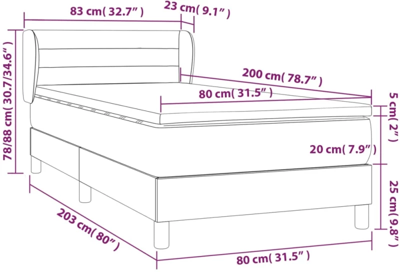 ΚΡΕΒΑΤΙ BOXSPRING ΜΕ ΣΤΡΩΜΑ TAUPE 80X200 ΕΚ. ΥΦΑΣΜΑΤΙΝΟ 3126281