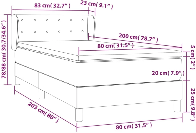 ΚΡΕΒΑΤΙ BOXSPRING ΜΕ ΣΤΡΩΜΑ TAUPE 80X200 ΕΚ. ΥΦΑΣΜΑΤΙΝΟ 3126521