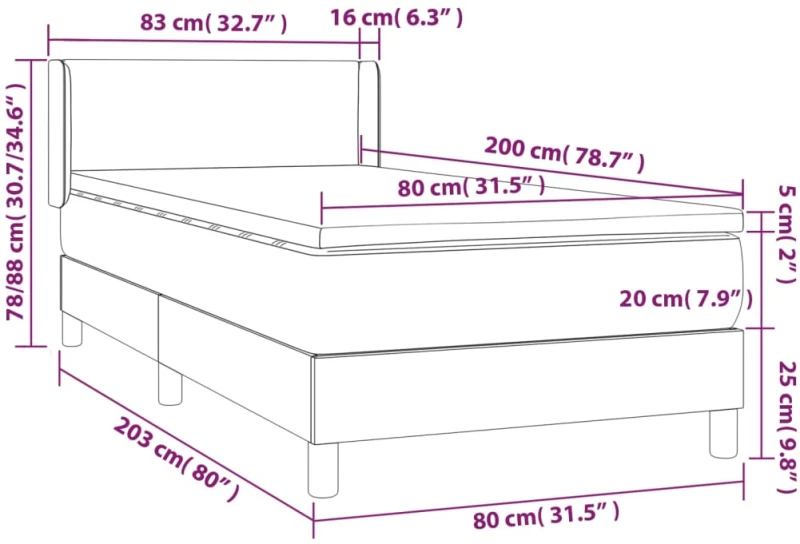 ΚΡΕΒΑΤΙ BOXSPRING ΜΕ ΣΤΡΩΜΑ TAUPE 80X200 ΕΚ. ΥΦΑΣΜΑΤΙΝΟ 3129509