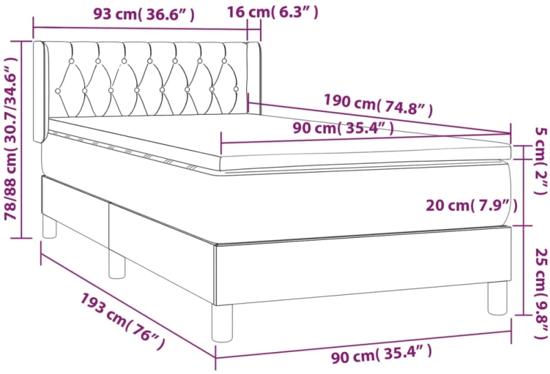 ΚΡΕΒΑΤΙ BOXSPRING ΜΕ ΣΤΡΩΜΑ ΣΚΟΥΡΟ ΚΑΦΕ 90X190 ΕΚ. ΥΦΑΣΜΑΤΙΝΟ 3129916