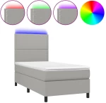 ΚΡΕΒΑΤΙ BOXSPRING ΜΕ ΣΤΡΩΜΑ & LED ΑΝ.ΓΚΡΙ 90X190 ΕΚ. ΥΦΑΣΜΑΤΙΝΟ 3134757