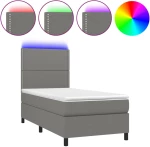 ΚΡΕΒΑΤΙ BOXSPRING ΜΕ ΣΤΡΩΜΑ & LED ΣΚ.ΓΚΡΙ 90X200 ΕΚ. ΥΦΑΣΜΑΤΙΝΟ 3134766