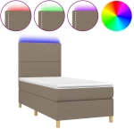ΚΡΕΒΑΤΙ BOXSPRING ΜΕ ΣΤΡΩΜΑ & LED TAUPE 90X200 ΕΚ. ΥΦΑΣΜΑΤΙΝΟ 3135329
