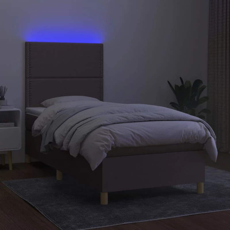 ΚΡΕΒΑΤΙ BOXSPRING ΜΕ ΣΤΡΩΜΑ & LED TAUPE 90X200 ΕΚ. ΥΦΑΣΜΑΤΙΝΟ 3135329