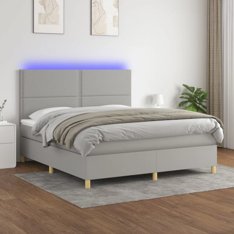 ΚΡΕΒΑΤΙ BOXSPRING ΜΕ ΣΤΡΩΜΑ & LED ΑΝ.ΓΚΡΙ 180X200ΕΚ. ΥΦΑΣΜΑΤΙΝΟ 3135373