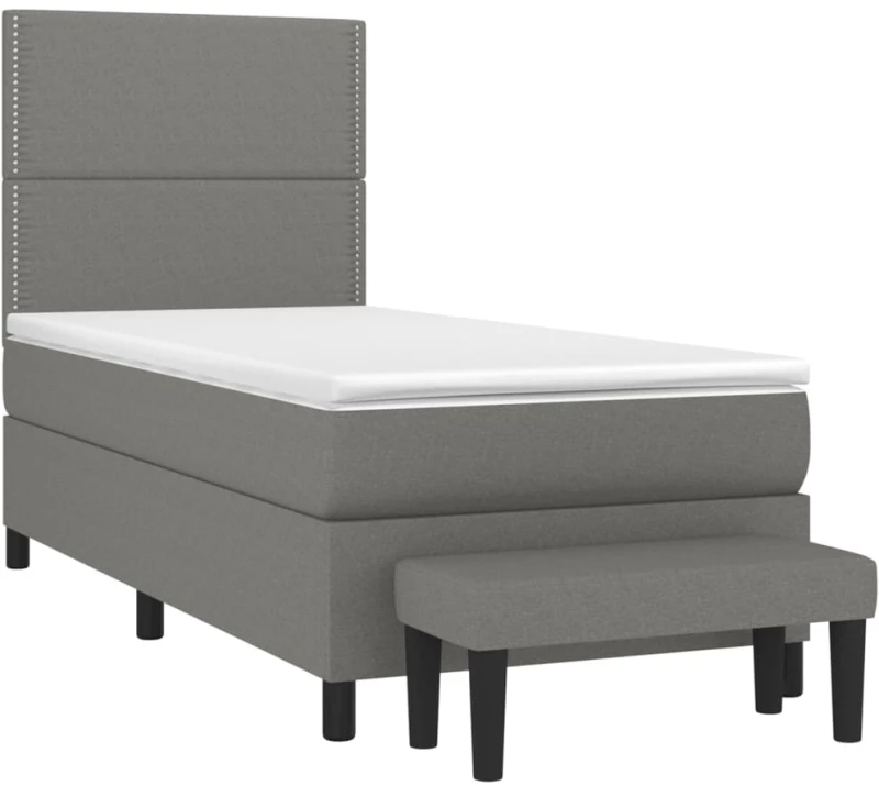 ΚΡΕΒΑΤΙ BOXSPRING ΜΕ ΣΤΡΩΜΑ ΣΚΟΥΡΟ ΓΚΡΙ 90X190 ΕΚ. ΥΦΑΣΜΑΤΙΝΟ 3136478