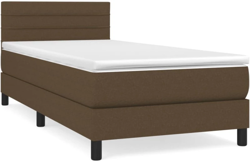 ΚΡΕΒΑΤΙ BOXSPRING ΜΕ ΣΤΡΩΜΑ ΣΚΟΥΡΟ ΚΑΦΕ 90X190 ΕΚ. ΥΦΑΣΜΑΤΙΝΟ 3140100