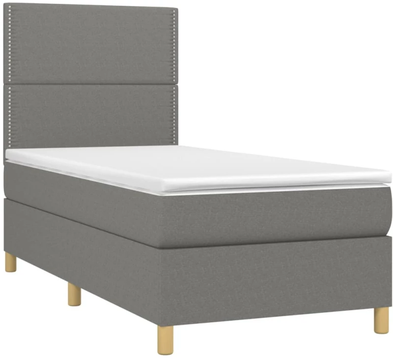 ΚΡΕΒΑΤΙ BOXSPRING ΜΕ ΣΤΡΩΜΑ ΣΚΟΥΡΟ ΓΚΡΙ 90X190 ΕΚ. ΥΦΑΣΜΑΤΙΝΟ 3142218