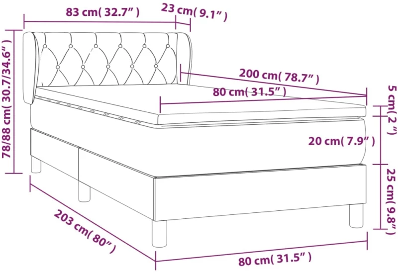 ΚΡΕΒΑΤΙ BOXSPRING ΜΕ ΣΤΡΩΜΑ TAUPE 80X200 ΕΚ. ΥΦΑΣΜΑΤΙΝΟ 3127001