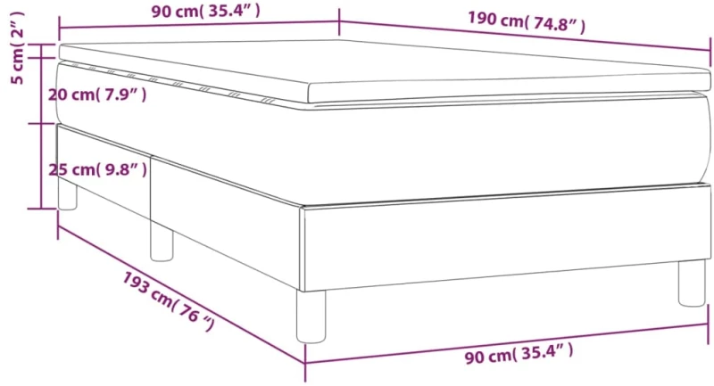 ΚΡΕΒΑΤΙ BOXSPRING ΜΕ ΣΤΡΩΜΑ ΣΚΟΥΡΟ ΚΑΦΕ 90X190 ΕΚ. ΥΦΑΣΜΑΤΙΝΟ 3144138