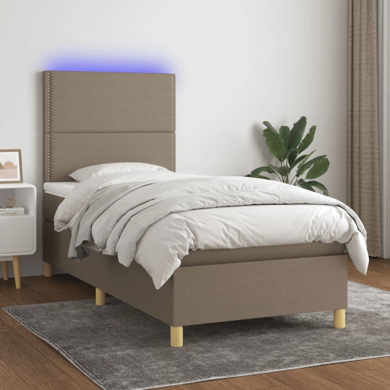 ΚΡΕΒΑΤΙ BOXSPRING ΜΕ ΣΤΡΩΜΑ & LED TAUPE 100X200 ΕΚ. ΥΦΑΣΜΑΤΙΝΟ 3135337