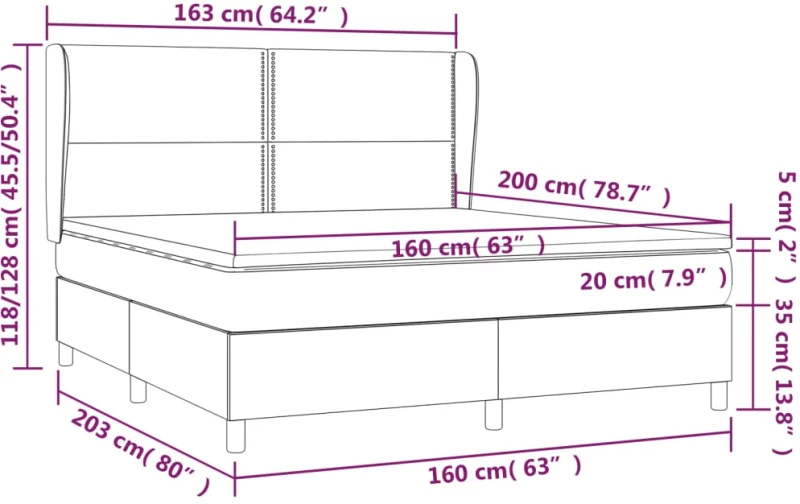 ΚΡΕΒΑΤΙ BOXSPRING ΜΕ ΣΤΡΩΜΑ ΣΚΟΥΡΟ ΓΚΡΙ 160X200 ΕΚ. ΒΕΛΟΥΔΙΝΟ 3129160