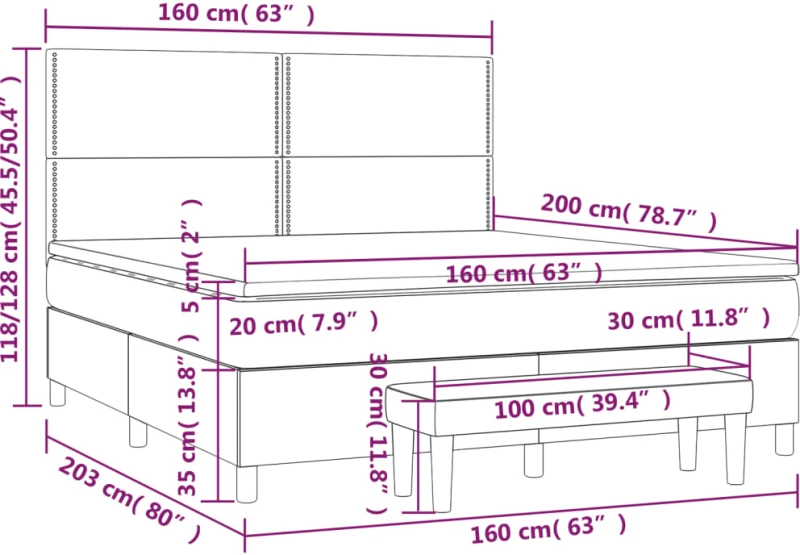 ΚΡΕΒΑΤΙ BOXSPRING ΜΕ ΣΤΡΩΜΑ ΣΚΟΥΡΟ ΓΚΡΙ 160X200 ΕΚ. ΒΕΛΟΥΔΙΝΟ 3137792