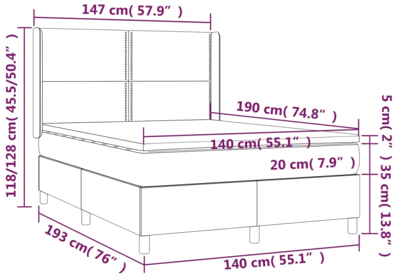 ΚΡΕΒΑΤΙ BOXSPRING ΜΕ ΣΤΡΩΜΑ ΑΝΟΙΧΤΟ ΓΚΡΙ 140X190 ΕΚ. ΥΦΑΣΜΑΤΙΝΟ 3131345