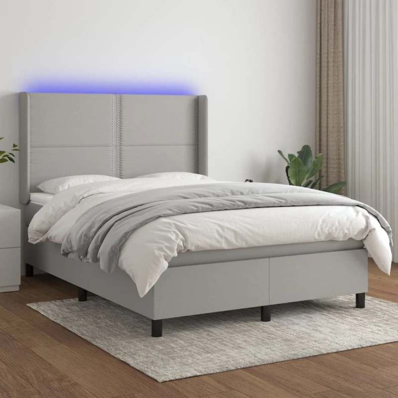 ΚΡΕΒΑΤΙ BOXSPRING ΜΕ ΣΤΡΩΜΑ & LED ΑΝ.ΓΚΡΙ 140X190ΕΚ. ΥΦΑΣΜΑΤΙΝΟ 3138229