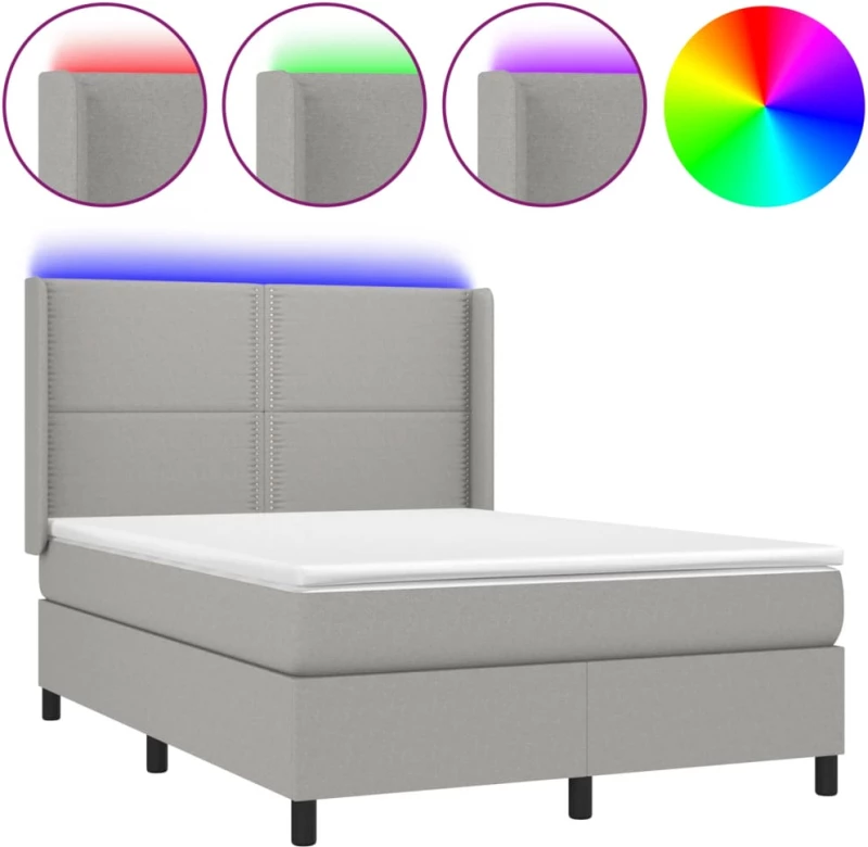 ΚΡΕΒΑΤΙ BOXSPRING ΜΕ ΣΤΡΩΜΑ & LED ΑΝ.ΓΚΡΙ 140X190ΕΚ. ΥΦΑΣΜΑΤΙΝΟ 3138229