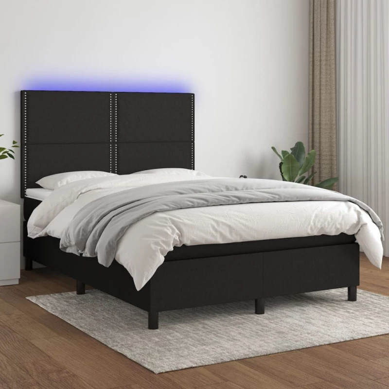 ΚΡΕΒΑΤΙ BOXSPRING ΜΕ ΣΤΡΩΜΑ & LED ΜΑΥΡΟ 140X190 ΕΚ. ΥΦΑΣΜΑΤΙΝΟ 3134791