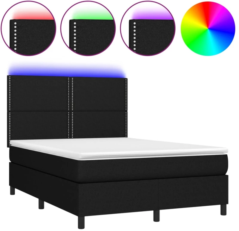 ΚΡΕΒΑΤΙ BOXSPRING ΜΕ ΣΤΡΩΜΑ & LED ΜΑΥΡΟ 140X190 ΕΚ. ΥΦΑΣΜΑΤΙΝΟ 3134791