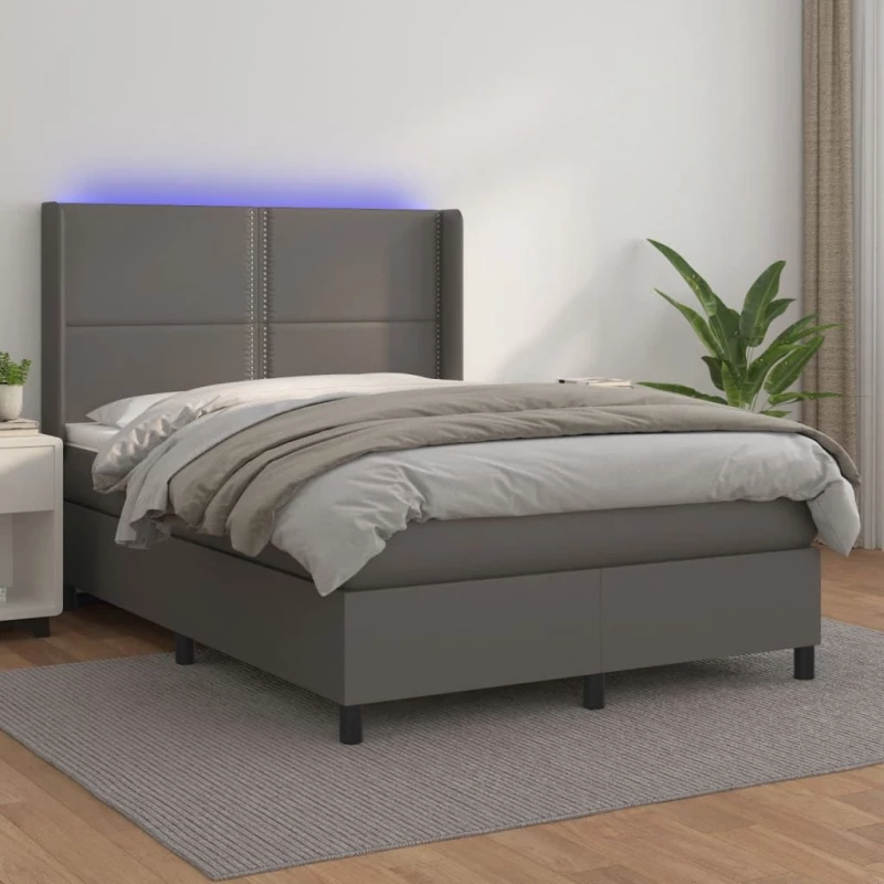 ΚΡΕΒΑΤΙ BOXSPRING ΜΕ ΣΤΡΩΜΑ & LED ΓΚΡΙ 140X200 ΕΚ. ΣΥΝΘ. ΔΕΡΜΑ 3139329