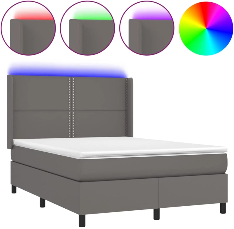 ΚΡΕΒΑΤΙ BOXSPRING ΜΕ ΣΤΡΩΜΑ & LED ΓΚΡΙ 140X200 ΕΚ. ΣΥΝΘ. ΔΕΡΜΑ 3139329