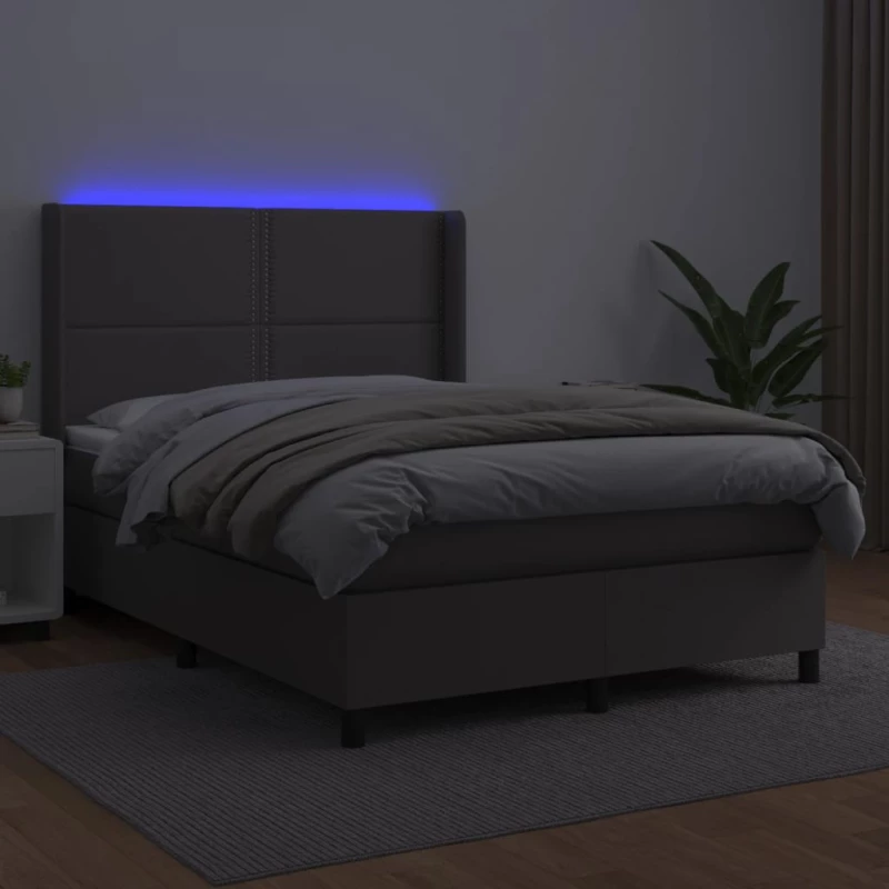 ΚΡΕΒΑΤΙ BOXSPRING ΜΕ ΣΤΡΩΜΑ & LED ΓΚΡΙ 140X200 ΕΚ. ΣΥΝΘ. ΔΕΡΜΑ 3139329