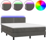 ΚΡΕΒΑΤΙ BOXSPRING ΜΕ ΣΤΡΩΜΑ & LED ΣΚ. ΓΚΡΙ 140X200ΕΚ. ΒΕΛΟΥΔΙΝΟ 3134346