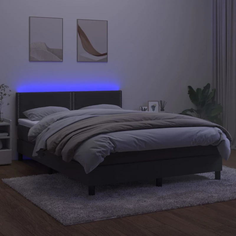ΚΡΕΒΑΤΙ BOXSPRING ΜΕ ΣΤΡΩΜΑ & LED ΣΚ. ΓΚΡΙ 140X200ΕΚ. ΒΕΛΟΥΔΙΝΟ 3134346