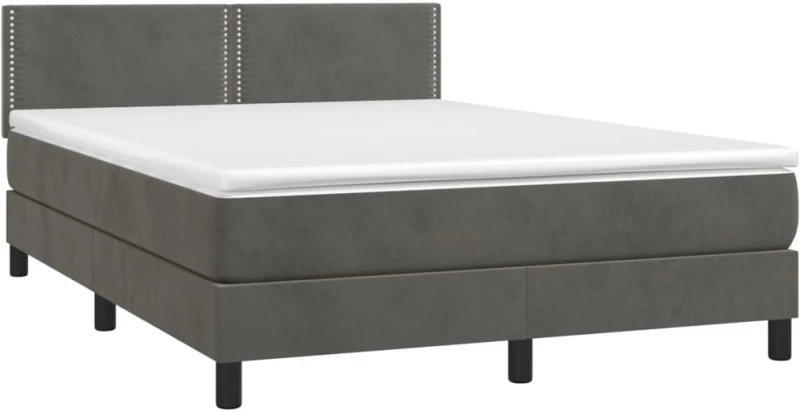 ΚΡΕΒΑΤΙ BOXSPRING ΜΕ ΣΤΡΩΜΑ & LED ΣΚ. ΓΚΡΙ 140X200ΕΚ. ΒΕΛΟΥΔΙΝΟ 3134346