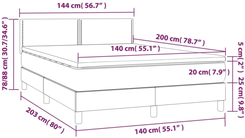 ΚΡΕΒΑΤΙ BOXSPRING ΜΕ ΣΤΡΩΜΑ & LED ΣΚ. ΓΚΡΙ 140X200ΕΚ. ΒΕΛΟΥΔΙΝΟ 3134346