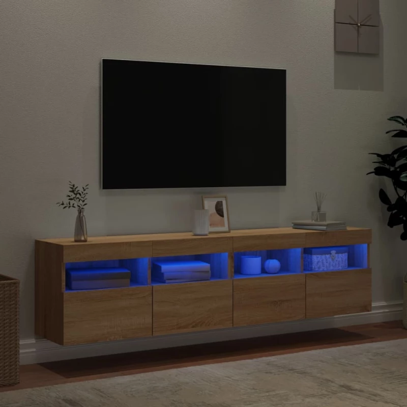 ΈΠΙΠΛΑ ΤΟΙΧΟΥ ΤΗΛ. ΜΕ LED 2 ΤΕΜ. SONOMA ΔΡΥΣ 80X30X40 ΕΚ. 837202