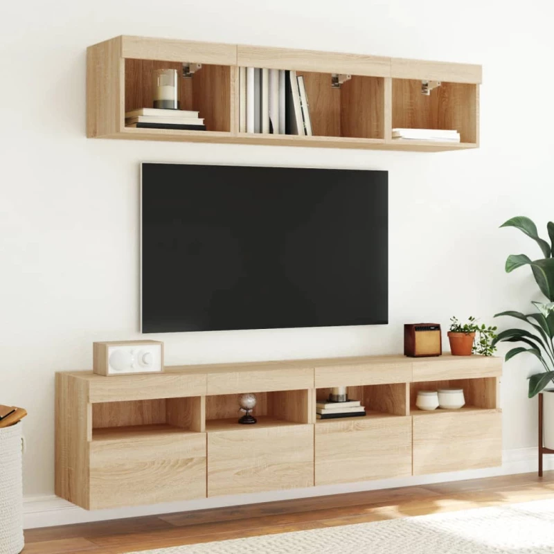 ΈΠΙΠΛΑ ΤΟΙΧΟΥ ΤΗΛ. ΜΕ LED 2 ΤΕΜ. SONOMA ΔΡΥΣ 80X30X40 ΕΚ. 837202