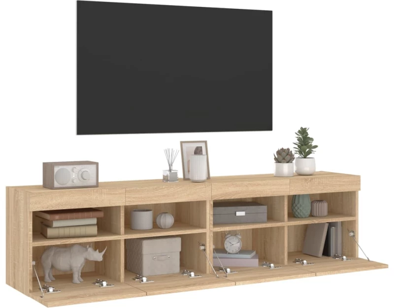 ΈΠΙΠΛΑ ΤΟΙΧΟΥ ΤΗΛ. ΜΕ LED 2 ΤΕΜ. SONOMA ΔΡΥΣ 80X30X40 ΕΚ. 837202