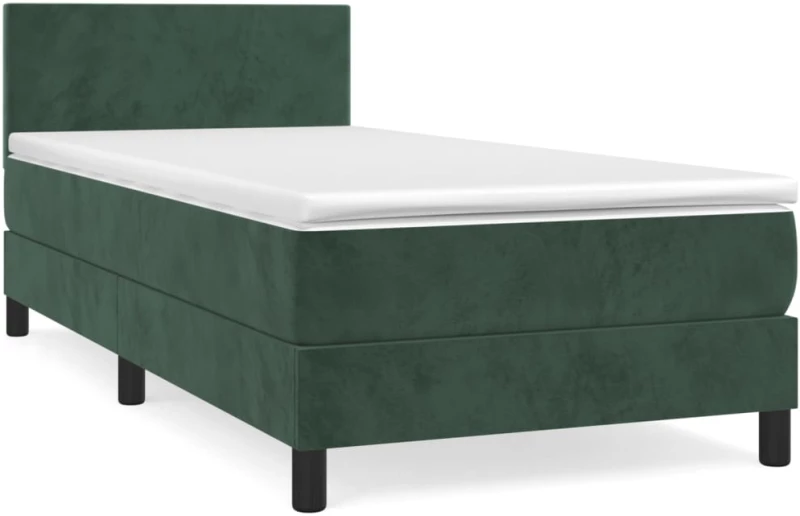 ΚΡΕΒΑΤΙ BOXSPRING ΜΕ ΣΤΡΩΜΑ ΣΚΟΥΡΟ ΠΡΑΣΙΝΟ 90X190 ΕΚ. ΒΕΛΟΥΔΙΝΟ 3141158