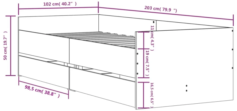 ΠΛΑΙΣΙΟ ΚΡΕΒΑΤΙΟΥ ΜΕ ΣΥΡΤΑΡΙΑ ΜΑΥΡΟ 100X200 ΕΚ. 3207337