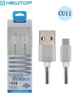 Newtop Steel USB 2.0 Cable USB-C male – USB-A male Ασημί 1m (CU11)