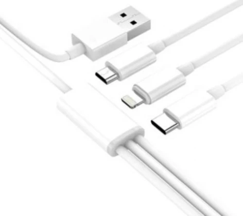 Ezra Regular USB to Lightning / Type-C / micro USB Cable Λευκό 1.2m (DC06)