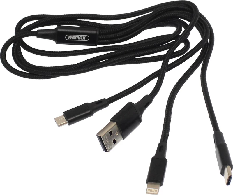 Remax Braided USB to Lightning / Type-C / micro USB Cable Μαύρο 1.20m (Gition)
