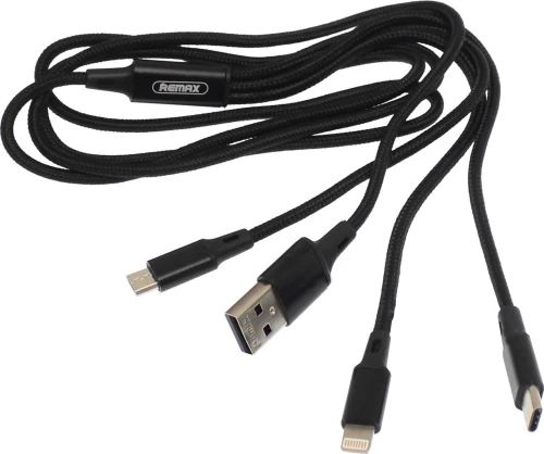 Remax Braided USB to Lightning / Type-C / micro USB Cable Μαύρο 1.20m (Gition)