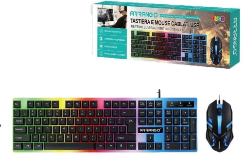 Arrango ASM76393 Σετ Gaming Πληκτρολόγιο με RGB φωτισμό & Ποντίκι (Αγγλικό UK)