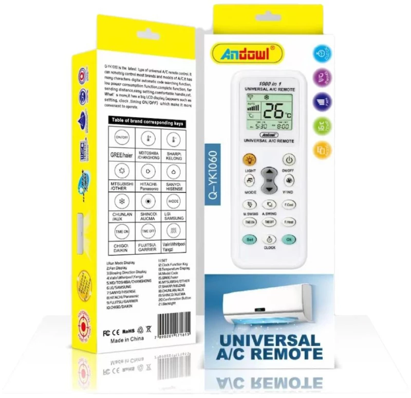 Andowl Q-YK1060 Universal Τηλεχειριστήριο για Κλιματιστικό
