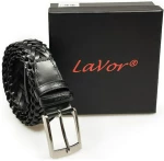 Lavor 94 Ανδρική Ζώνη Δερμάτινη Πλεκτή Μαύρη