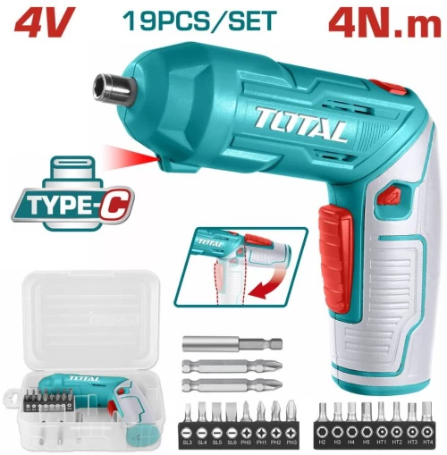 TOTAL Κατσαβίδι μπαταρίας Li-ion 4V / 1.5Ah Type C (TSDLI0442)