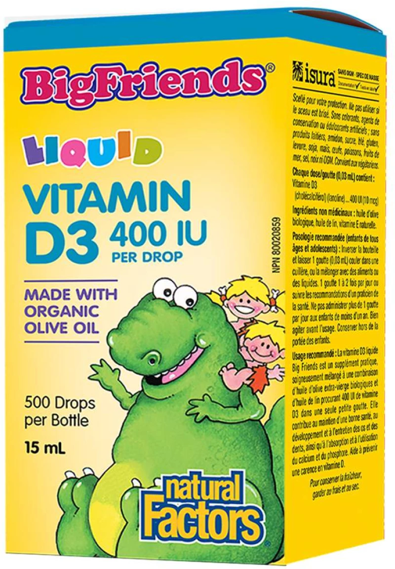 Natural Factors BigFriends Liquid Vitamin D3 for Kids 400 IU [15 ml]
