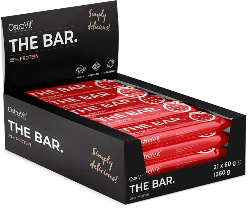 OstroVit The Bar - Protein Bar [21 x 60 Γραμμάρια] Φράουλα