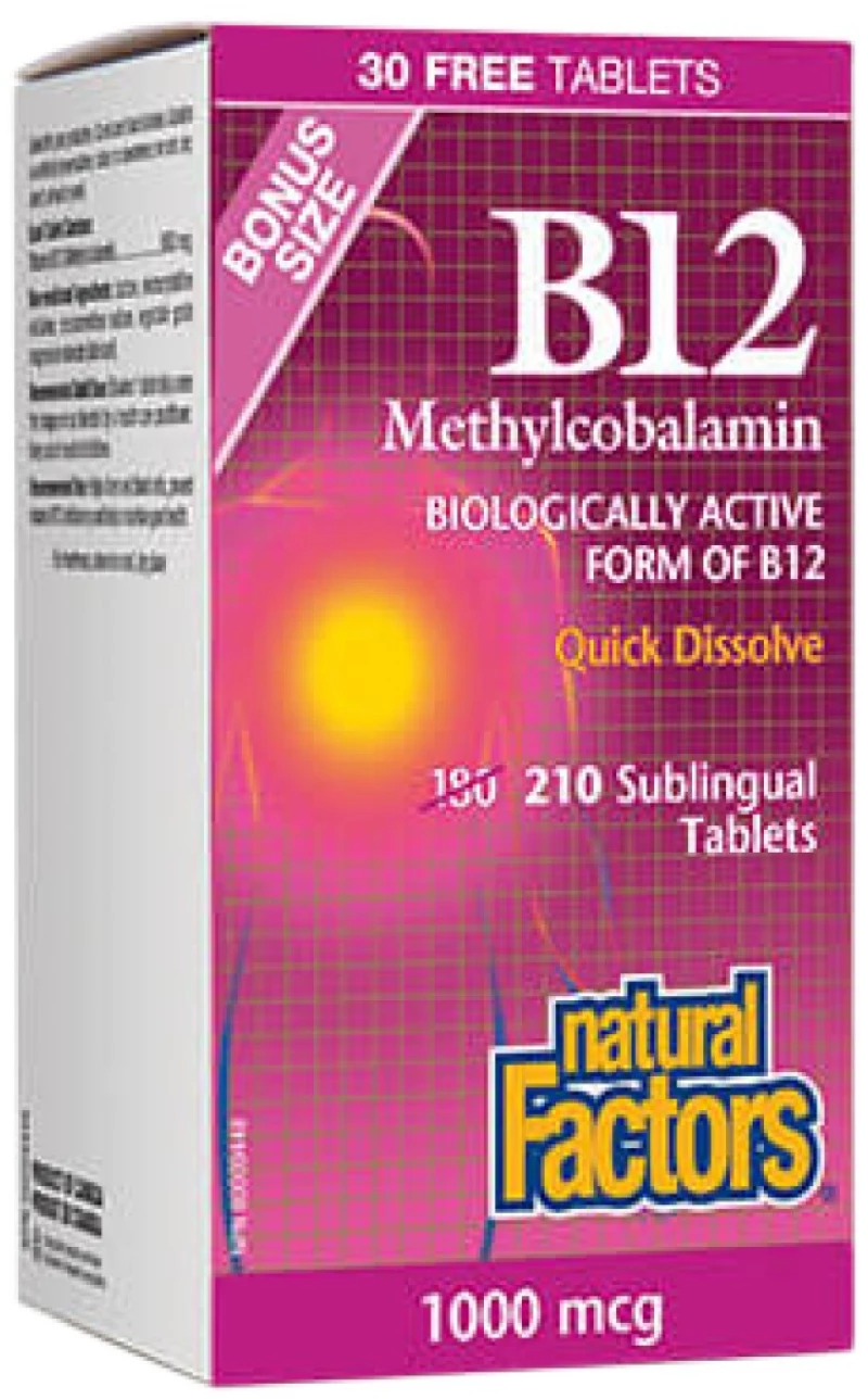 Natural Factors B12 Methylcobalamin 1000 mcg [210 Υπογλώσσια δισκία]