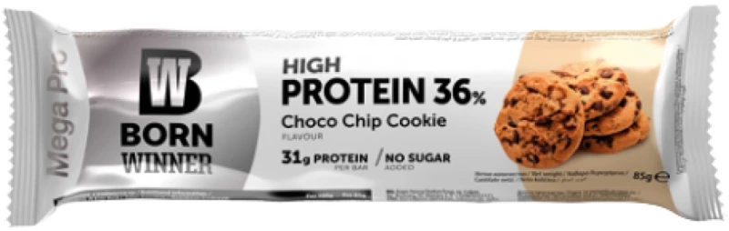 Born Winner Mega Pro 36% High Protein Bar [85 Γραμμάρια] Τσιπ σοκολάτας μπισκότα