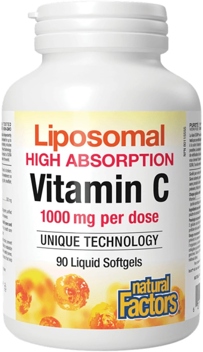 Natural Factors Vitamin C 500 mg | Liposomal High Absoprtion [90 Softgels]