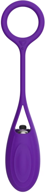 Ou Vibrator Sally cu Inel, Silicon, 18.5 cm, Violet, Mokko Toys