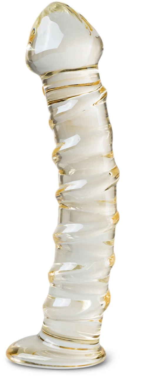 Glass Dildo Sex Toy Golden Ribs 17 cm